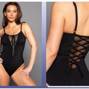 TA3 Black Zippy One-Piece Swimsuit